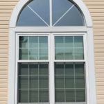Double Hung Oriel Windows, Architectural Half-Round Windows, with Grids; White